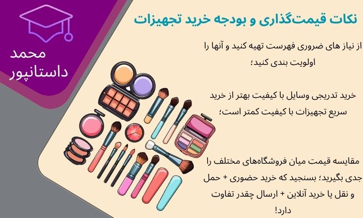 نکات قیمتگذاری و بودجه خرید تجهیزات سالن زیبایی